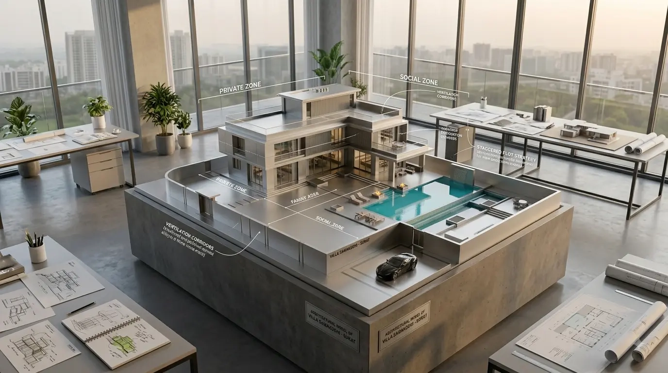 Integrated luxury villa township with green open spaces in Surat